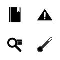 Vector illustration set web icons. Elements thermometry, search settings sign, attention sign and bookmark in a book icon Royalty Free Stock Photo