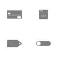 Vector illustration set web icons. Elements Toggle switch web, price tag web, browser weband Credit Card webicon Royalty Free Stock Photo