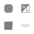 Vector illustration set web icons. Elements tune image, Layers, White balanceand Hipster camera photoicon