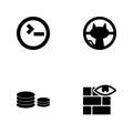 Vector illustration set web icons. Elements wall and eye, coins, cat outside the window and input sign icon