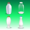 Set of white blank realistic dairy packaging including plastic bottles and carton packets isolated vector illustration