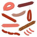Vector illustration for set whole sausage salami