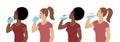 Vector illustration set of women drinking water Royalty Free Stock Photo