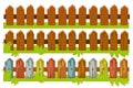 Vector illustration of a set of wooden fences. Royalty Free Stock Photo