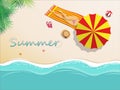 Vector illustration. girl in bikini sunbathing on the beach Royalty Free Stock Photo