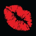 red lips print on black background Royalty Free Stock Photo