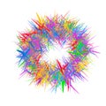 Vector illustration, shaggy multi-colored ring of many thin lines