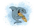 Shark eating pizza