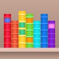 Vector illustration of shelf with rainbow books