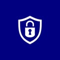 Vector illustration of a shield with padlock symbol on blue background Royalty Free Stock Photo