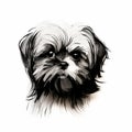 Minimalist Shih Tzu Sketch Art On White Background