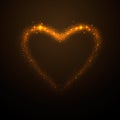 Vector illustration of shine glow gold heart silhouette Royalty Free Stock Photo