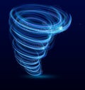 Vector illustration of shining illuminated whirlwind, swirl, glowing tornado vector effect. Typhoon whirlwind, light