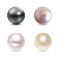 Shiny natural black, white, light-pink, pink pearl