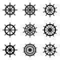 Set of ship wheel vector icons Royalty Free Stock Photo