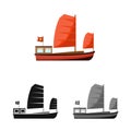 Vector design of ship and vietnamese sign. Collection of ship and boat stock vector illustration.