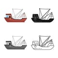 Vector illustration of ship and water icon. Collection of ship and fishery stock vector illustration.