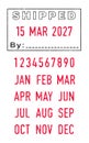 Shipped and dates ink stamp