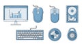 Computer Hardware and Peripherals Flat Line Art Icons Set Royalty Free Stock Photo
