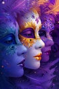 Carnival of Colors - Masked Beauty in Vector - AI Generated Royalty Free Stock Photo