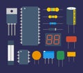 Electronic Components Sets Illustration on Dark Background Royalty Free Stock Photo