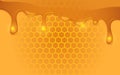 Vector illustration showcasing melting honey drizzling over a honeycomb Royalty Free Stock Photo