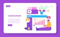 Content Creation Vector Illustration with Royalty Free Stock Photo