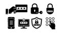 Security icons digital password protection cybersecurity vector illustration set Royalty Free Stock Photo