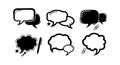 Set of black and white comic speech bubbles and thought clouds vector illustration Royalty Free Stock Photo