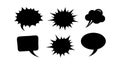 Set of six black comic speech bubbles vector illustration with different explosion shapes and dialogue forms Royalty Free Stock Photo