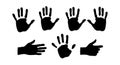 Black handprint vector set different palm and finger positions isolated on white background Royalty Free Stock Photo