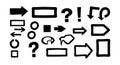 Collection of black arrows and question mark symbols in vector illustration Royalty Free Stock Photo