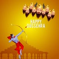 Vector illustration of shri rama and Ravana for happy dussehra background