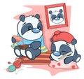 Vector Illustration Sick Panda Family