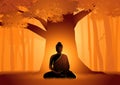 Siddhartha Gautama enlightened under Bodhi tree Royalty Free Stock Photo