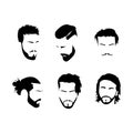 Different modern male hairstyles signs icon on white