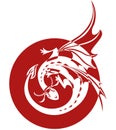 vector illustration of sihluette red spiral dragon