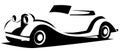 Vector illustration silhouette of the aerodynamic historical vintage car drawn using black and white lines which can be used as