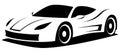 Vector illustration silhouette of the aerodynamic super sports car drawn using black and white lines which can be used as a logo