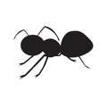 Vector illustration silhouette of ant on white background isolated and side view profile. Royalty Free Stock Photo