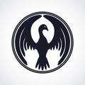 Silhouette bird shape circle logo