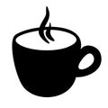 Vector illustration with silhouette of coffee cup with steam. Royalty Free Stock Photo