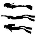 Vector illustration of a silhouette of diver