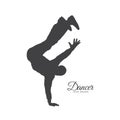 Silhouette of expressive break dance. Man dancing of Hip Hop on white background Royalty Free Stock Photo