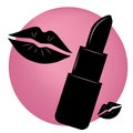 silhouette of lipstick and lips - a symbol of a beauty salon, hairdresser, makeup artist