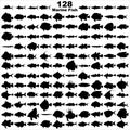 Vector illustration silhouette of 128 marine fishes