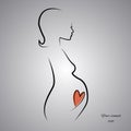Vector illustration of Silhouette pregnant woman Royalty Free Stock Photo