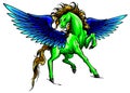 Vector silhouette running horse Pegasus illustartion design