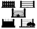 Vector illustration silhouette sample fence from metal and boards