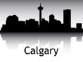 Silhouette Skyline Panorama of Calgary Canada Royalty Free Stock Photo